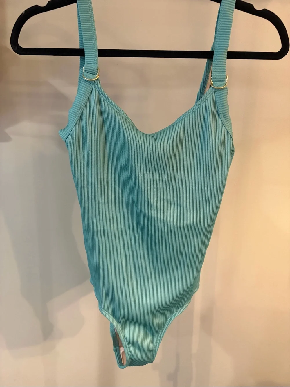 Mae ribbed  Classic Scoop One-Piece Swimsuit in Aqua with hygienic liner - small